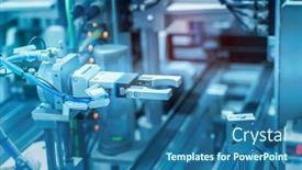  Presentation with input - Cool new PPT theme with robotic-pneumatic-input-to-robot backdrop and a ocean colored foreground