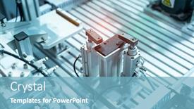  Presentation with input - Presentation theme having robotic-pneumatic-input-to-robot background and a light blue colored foreground