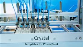  Presentation with industrial automation - Colorful slide deck enhanced with robotic pneumatic piston sucker unit backdrop and a light blue colored foreground