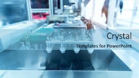  Presentation with industrial automation - Cool new theme with robotic pneumatic piston sucker unit backdrop and a light blue colored foreground