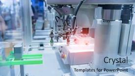  Presentation with industrial automation - PPT theme enhanced with robotic pneumatic piston sucker unit background and a light blue colored foreground