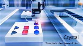  Presentation with industrial automation - Audience pleasing slide deck consisting of robotic pneumatic piston sucker unit backdrop and a light blue colored foreground