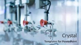  Presentation with compressed air - Amazing PPT theme having robotic pneumatic piston sucker unit backdrop and a light blue colored foreground