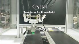  Presentation with industrial automation - Theme with robotic pneumatic piston sucker unit background and a dark gray colored foreground