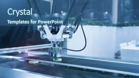  Presentation with automation - Slides having robotic pneumatic piston sucker unit background and a ocean colored foreground