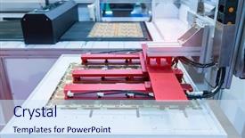  Presentation with compressed air - PPT layouts consisting of robotic pneumatic piston sucker unit background and a sky blue colored foreground