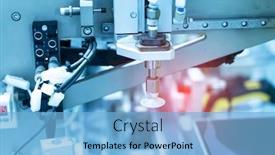  Presentation with industrial automation - Amazing PPT theme having robotic-pneumatic-piston-sucker-unit backdrop and a light blue colored foreground