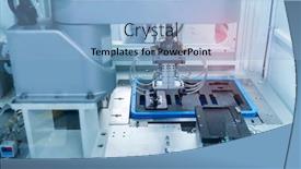  Presentation with industrial automation - PPT layouts featuring robotic-pneumatic-piston-sucker-unit background and a light blue colored foreground