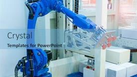  Presentation with compressed air - Cool new presentation theme with robotic-pneumatic-piston-sucker-unit backdrop and a light blue colored foreground