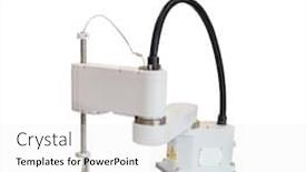  Presentation with compressed air - Beautiful presentation theme featuring robotic-pneumatic-piston-sucker-unit backdrop and a white colored foreground