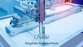  Presentation with compressed air - Colorful PPT layouts enhanced with robotic-pneumatic-piston-sucker-unit backdrop and a light blue colored foreground