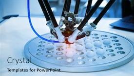  Presentation with industrial automation - Slides with robotic-pneumatic-piston-sucker-unit background and a light blue colored foreground