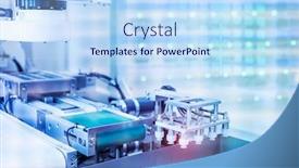  Presentation with industrial automation - Presentation enhanced with robotic-pneumatic-piston-sucker-unit background and a light blue colored foreground