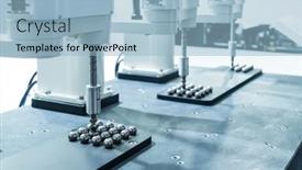  Presentation with automation - Slide set featuring robotic-pneumatic-piston-sucker-unit background and a light blue colored foreground