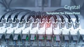  Presentation with industrial automation - PPT layouts with robotic-pneumatic-piston-sucker-unit background and a ocean colored foreground