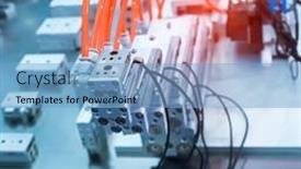  Presentation with industrial automation - Audience pleasing presentation consisting of robotic-pneumatic-piston-sucker-unit backdrop and a light blue colored foreground