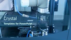  Presentation with industrial automation - Slide set featuring robotic-pneumatic-piston-sucker-unit background and a ocean colored foreground