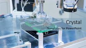  Presentation with printed boards - Presentation theme with robotic system for automatic checking background and a light blue colored foreground