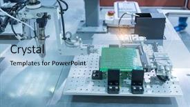  Presentation with printed circuit - Slide set featuring robotic system for automatic checking background and a light blue colored foreground