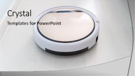  Presentation with robotic - PPT theme having robotic vacuum cleaner cleaning laminate background and a white colored foreground