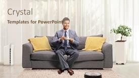  Presentation with robotic - Beautiful PPT layouts featuring robotic-vacuum-cleaner-cleaning backdrop and a lemonade colored foreground