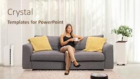  Presentation with robotic - Slide set enhanced with robotic-vacuum-cleaner-cleaning background and a sky blue colored foreground