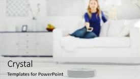  Presentation with room cleaning - Theme featuring robotic vacuum cleaner cleaning background and a light gray colored foreground