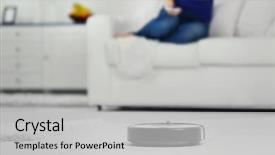  Presentation with room cleaning - Amazing theme having robotic vacuum cleaner cleaning backdrop and a light gray colored foreground