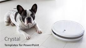  Presentation with robotic - Theme with robotic-vacuum-cleaner-hoovering-home background and a light gray colored foreground