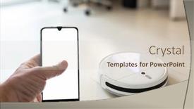  Presentation with mobile application - Audience pleasing presentation theme consisting of robotic-vacuum-cleaner-hoovering backdrop and a lemonade colored foreground