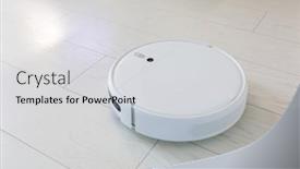  Presentation with robotic - Presentation theme enhanced with robotic-vacuum-cleaner-hoovering background and a light gray colored foreground