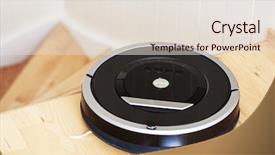  Presentation with robotic - PPT theme having robotic vacuum cleaner on laminate background and a lemonade colored foreground