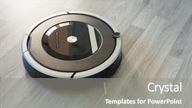  Presentation with cleaning - PPT theme with robotic vacuum cleaner on laminate background and a gray colored foreground