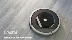  Presentation with robot - Theme enhanced with robotic vacuum cleaner on laminate background and a gray colored foreground
