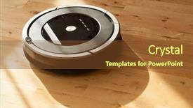  Presentation with cleaning - Slide deck featuring robotic vacuum cleaner on laminate background and a tawny brown colored foreground