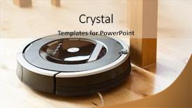  Presentation with robotic - Audience pleasing PPT theme consisting of robotic vacuum cleaner on laminate backdrop and a lemonade colored foreground