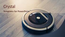  Presentation with robotic - Theme consisting of robotic vacuum cleaner on laminate background and a  colored foreground