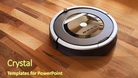  Presentation with cleaning - PPT theme with robotic vacuum cleaner on laminate background and a tawny brown colored foreground