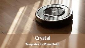  Presentation with robotic - Presentation design consisting of robotic vacuum cleaner on laminate background and a  colored foreground