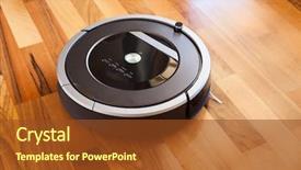  Presentation with robotic - Audience pleasing presentation design consisting of robotic vacuum cleaner on laminate backdrop and a tawny brown colored foreground