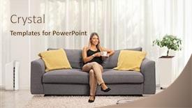  Presentation with robotic - Colorful presentation design enhanced with robotic-vacuum-cleaner-vacuuming backdrop and a lemonade colored foreground