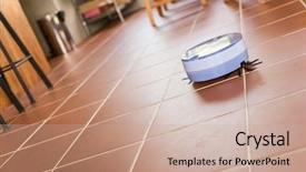  Presentation with robotic - Colorful slide set enhanced with robotic vacuum cleaner working backdrop and a  colored foreground