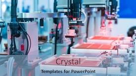  Presentation with manufacturing industry - Presentation theme consisting of robotic-vision-sensor-camera-system background and a light blue colored foreground