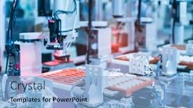  Presentation with manufacturing industry - Audience pleasing PPT theme consisting of robotic-vision-sensor-camera-system backdrop and a light blue colored foreground