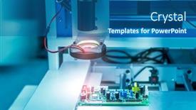  Presentation with manufacturing industry - PPT theme enhanced with robotic-vision-sensor-camera-system background and a ocean colored foreground