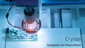  Presentation with manufacturing industry - Beautiful PPT layouts featuring robotic-vision-sensor-camera-system backdrop and a light blue colored foreground