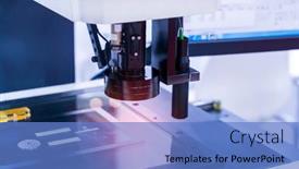  Presentation with manufacturing industry - Presentation theme with robotic-vision-sensor-camera-system background and a teal colored foreground