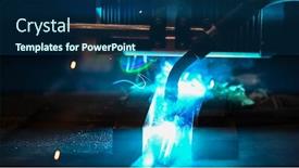  Presentation with welding - Beautiful slide set featuring robotic-welding-on-industrial-products backdrop and a ocean colored foreground