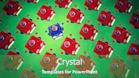  Presentation with pop art - Presentation theme enhanced with robotics blue green - concept against the crowd background and a ocean colored foreground