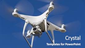  Presentation with drone technology delivery flying - Beautiful PPT theme featuring robotics blue green - personal drone flying backdrop and a ocean colored foreground